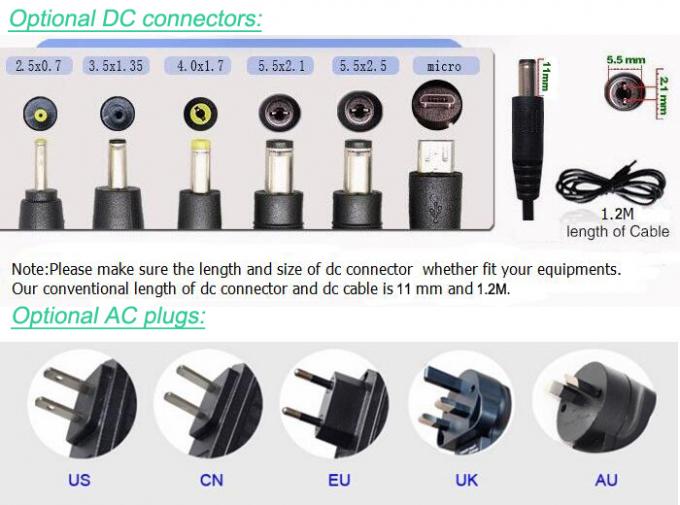 For UL Level VI SAA KC ได้รับการรับรอง 12V DC พลัง อะแดปเตอร์ 1A to 3A Interchangeable AC/DC อะแดปเตอร์ with 9V Outlets Manufacturer Direct